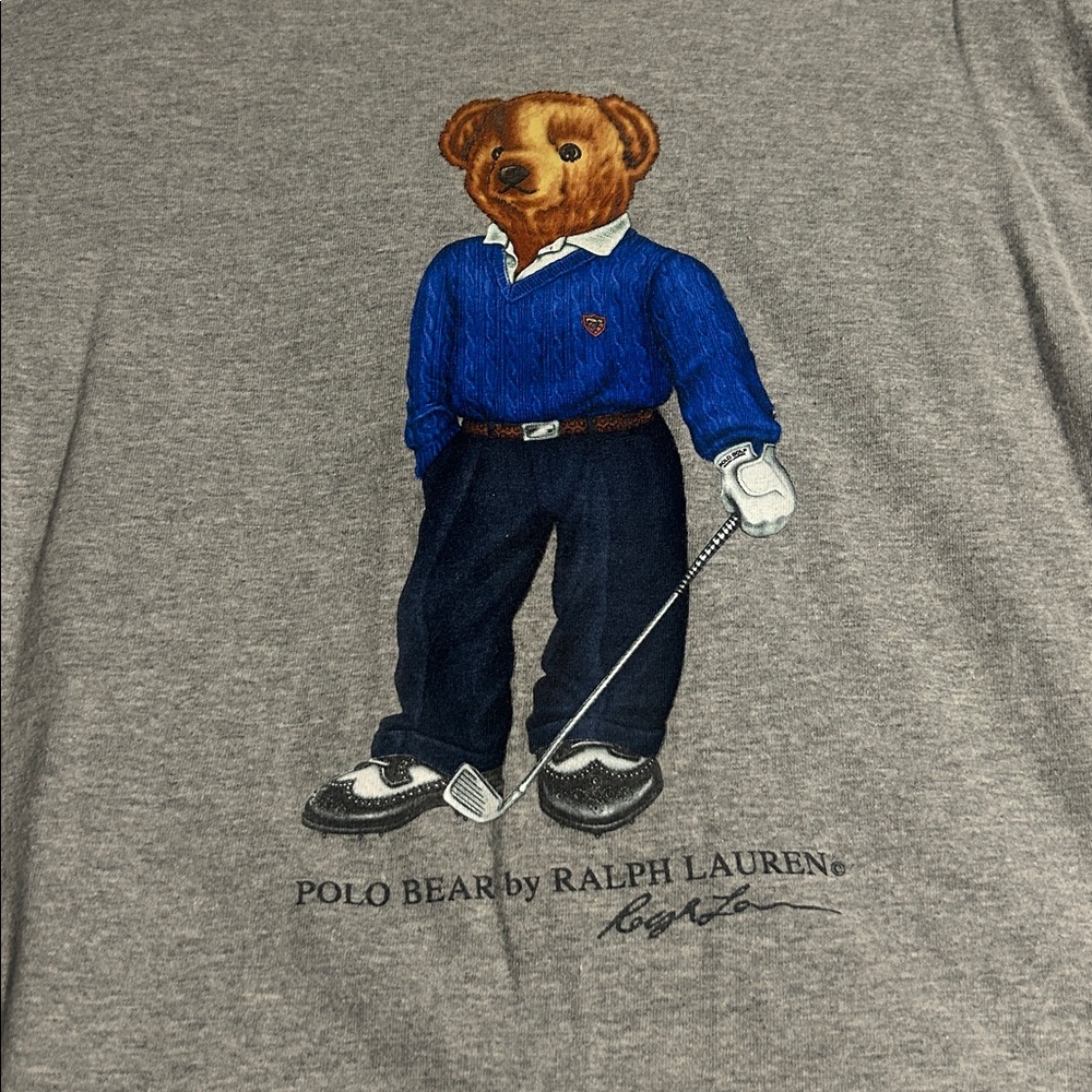 Ralph Lauren Gray T-Shirt with Polo Bear in Blue